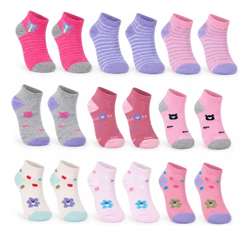 Kit 12 Pares Meia Infantil Cano Curto Variadas