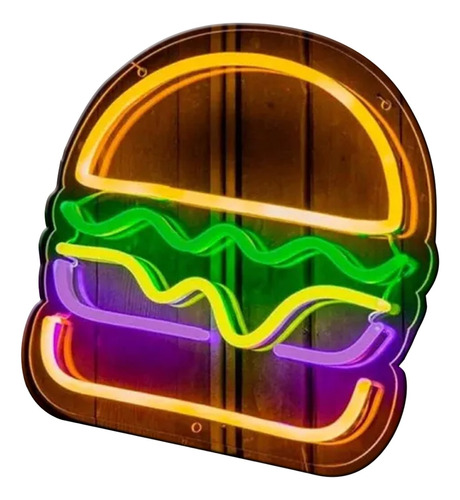 Letrero / Aviso Neon Flex - Hamburguesa Y Personalizado