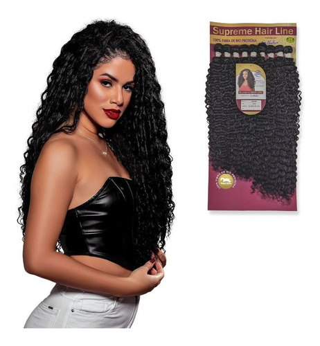 Cabelo Bio Vegetal Cacheado Linha Supreme Hair Simone Cor 1 Preto