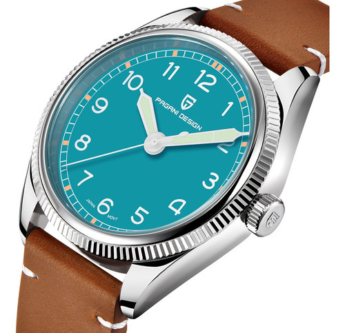 Relógios de quartzo masculinos Pagani Design com pulseira Pi, cor de fundo azul