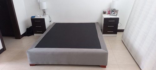 Cama Somier Tapizado 1 Plaza 1/2 Micro Cuero