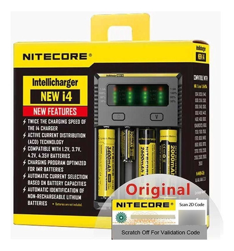 Cargador de batería Nitecore I4 - Entrada de 110 V/220 V (bivoltio)