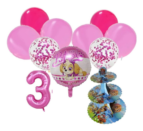 Combo Globo Paw Patrol Fiesta Cumple Base Cupcake Skye Patru