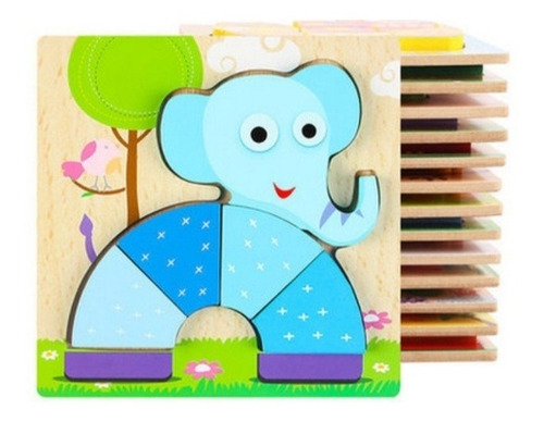 Set 6 Puzzle Rompecabeza Encaje 3d Juguete Didáctico Madera
