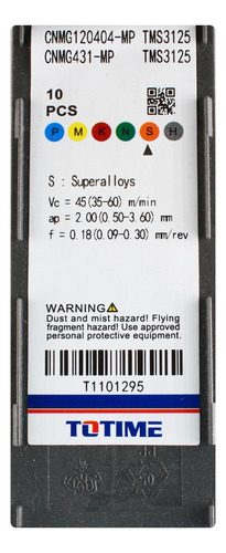 10 Inserto Para Torneado Cnmg120404-mp-tms3125 Totime