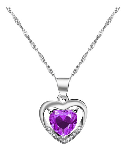 Collar Con Dije De Corazón De 925 Plata Y Cristal Para Mujer