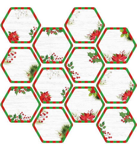 Lucleag 60pcs Hexágonos Recortes Navideños Para Decoración D