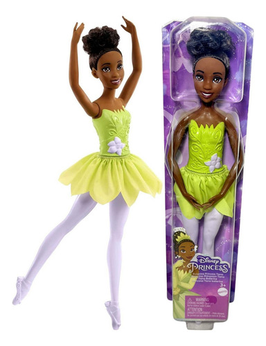 Boneca Colecionável Princesa Menina Negra Tiana Bailarina - Aula De Ballet - Personagem Do Filme Infantil Em Desenho A Princesa E O Sapo Disney - Mattel Brinquedos