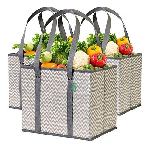 Bolsas De Compra De Grocery Reutilizables (3 Pack - Vwjkm