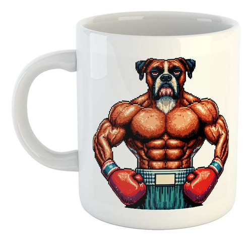 Taza Ceramica Boxer Perro Boxeador Con Guantes Pelea