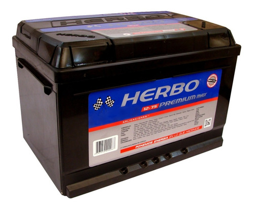 Bateria Auto Herbo Premium Max 12 X 75 12v. 75a Gnc Naf. 