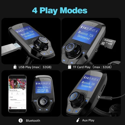 Victsing T26 Bluetooth Fm Transmitter, Wireless Car Kit F...
