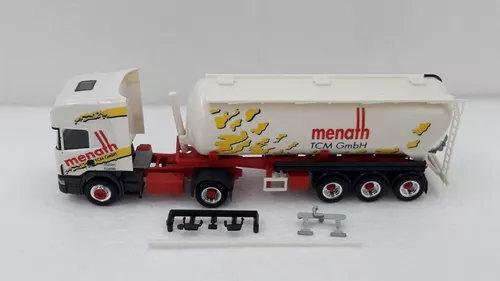 Miniatura Caminhão Scania 124 420 bicuda e Carreta Báu Rebaixado da  Cervejaria Krombacher - Herpa 1/87