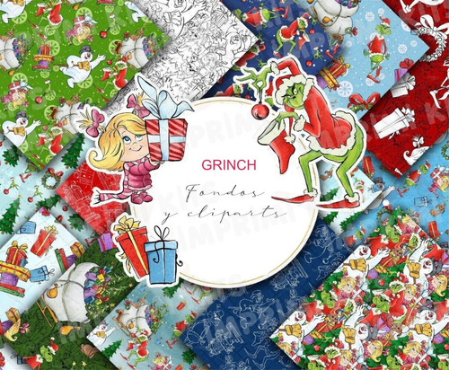 Kit Cliparts Y Fondos Navidad Papeles Png Grinch #n125