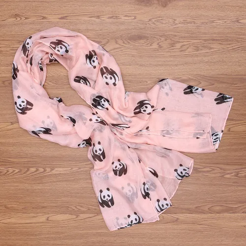 Zx Bufanda Casual De Gasa Rosa Con Diseño De Panda For Mujer