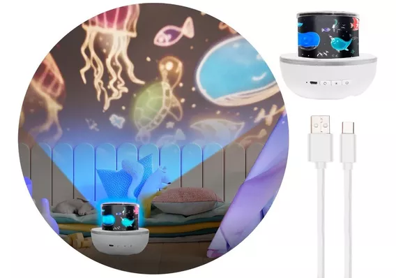 Lampara Velador Proyector 360º Parlante Musical Usb Luces Color de la estructura Blanco