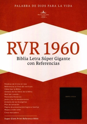 Biblia Letra Super Gigante, Negro Piel - Rv 1960