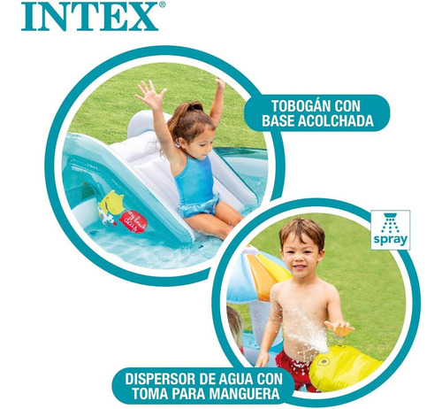 Centro De Juego Piscina Inflable Cocodrilo Bebes Intex Color Verde