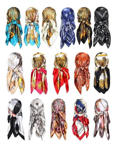comprar Janmercy 16 Bufandas De Saten Para La Cabeza De 35 Pulgadas,