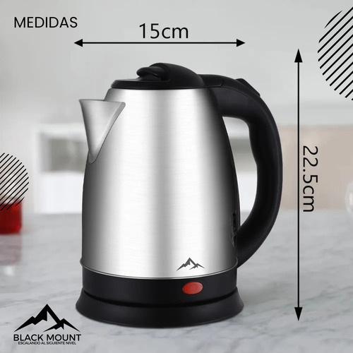 Jarra Eléctrica St-6011 De 1.8 Litros | Hervidor Rápido Y Seguro Con Apagado Automático | Diseño Moderno, Base Giratoria 360°, Ideal Para Té, Café Y Más Alta Calidad Black Mount