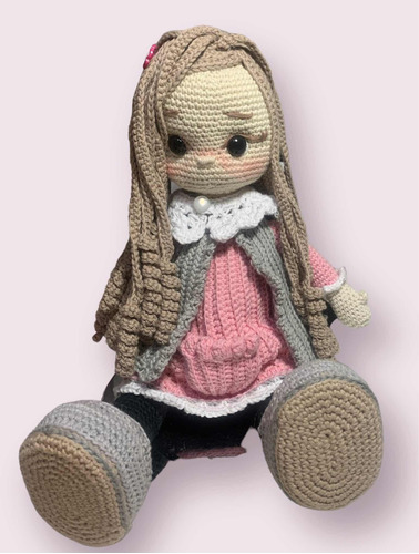 Muñeca Amigurumi Tejida A Mano Con Material 100% Algodón