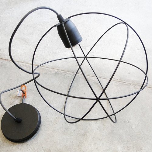 Lampara Colgante Jaula Esfera Atomo Ø30cm E27 Negro