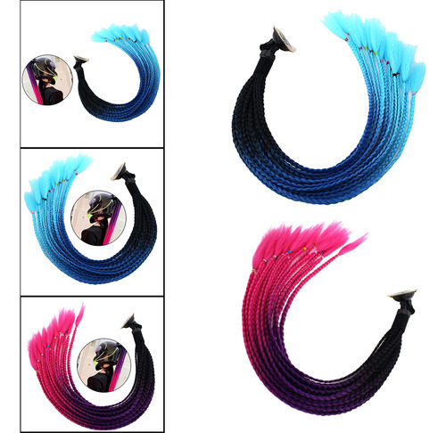 2 Pcs 55cm Capacete De Cabelo Pigtail Gradient Rabo De