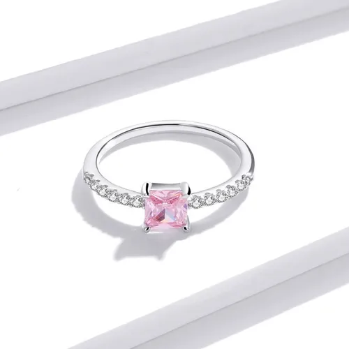 Anillo Plata 925 Piedra Rosa Sakura Mujer