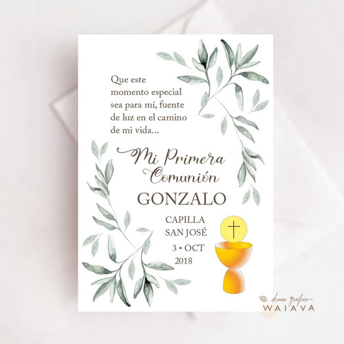 Imagen 2 de 7 de Estampas Primera Comunión Tarjetas Nenes X 4u