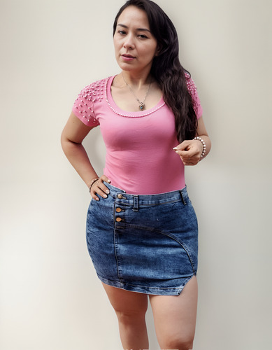 Mini Falda Mezclilla Moda Dama Abertura