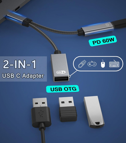 Usb C To Usb Otg Adapter Para iPhone Usb C And Pd 2 In 1