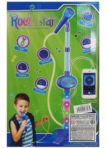 Imagen 4 de 6 de Microfono Infantil Karaoke Luz Y Sonido Mp3 Jlt 8830 8831
