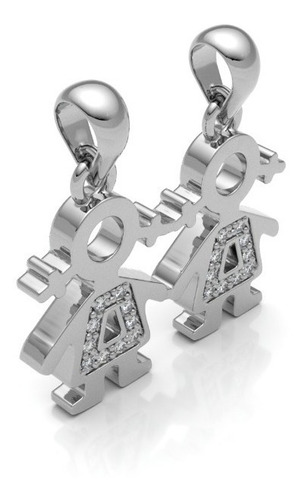 Imagen 2 de 10 de Dije 2 Niñas Con Circonias Y Plata .925 Agálea Joyería