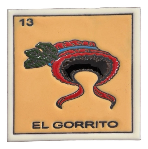 Lotería Azulejo Artesanal Tipo Talavera Relieve 10pz #alrn01 El Gorrito