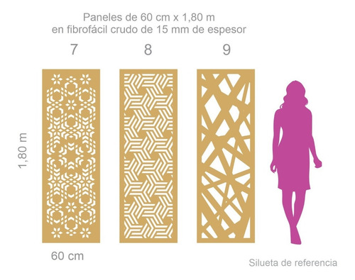 Imagen 3 de 9 de Divisor De Ambientes Panel Calado 60 Cm X 1,80 M Mdf 15 Mm