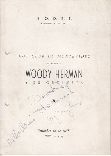 1958 Jazz Woddy Herman Programa Concierto Montevideo Firmas