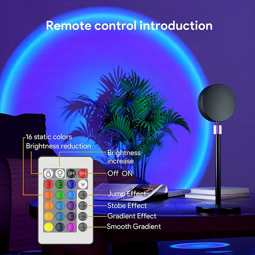 Lampara Atardecer Sunset Lamp Led Rgb Fotografia Profesional Color De La Estructura Negro
