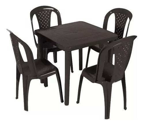 Silla Clásica Sin Brazos Para Jardín Y Exteriores Color Wengue Polietileno