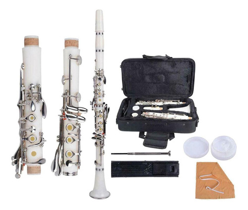Shaoke Clarinete Plano De 17 Teclas B Con Estuche, Cañas,