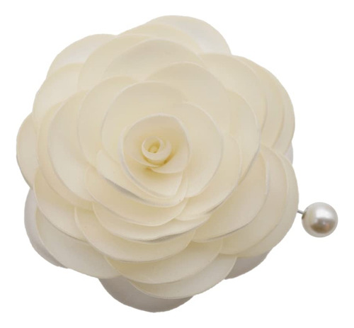 Broche De Camelia De Seda Offwhite De 9 Cm Por   Bro...