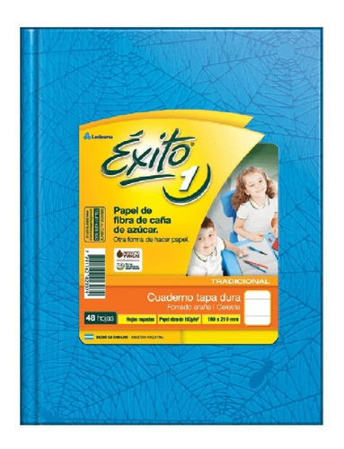 Cuaderno Exito Tapa Dura X48 Hojas Rayadas Celeste 16 X21cm