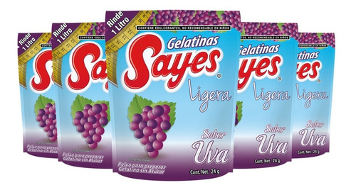 Gelatina Ligera Sayes Sabor Uva 24 Piezas De 24gr