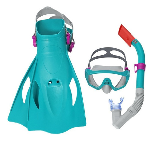 Juego De Snorkel Buceo Adulto Bestway Policarbonato Uv Color Menta