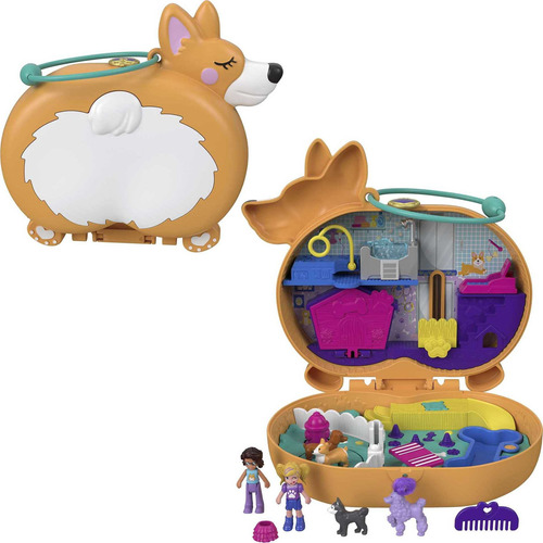 Hotel De Mascotas De Polly Pocket Corgis Cariñosos Compacto