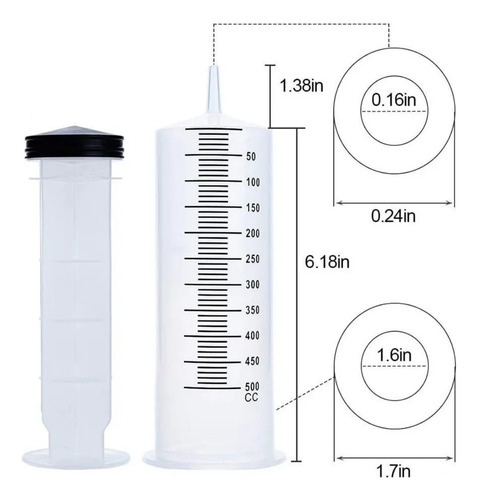 Big Garden Jeringa De 500 Ml Con Tubo De 1,3 M Para Pi Hc