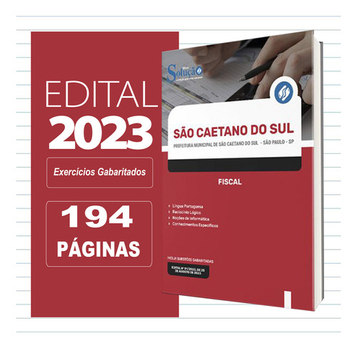 Apostila Prefeitura De São Caetano Do Sul - Sp 2023 - Fiscal, De Professores Especializados., Vol. Único. Editora Solução Concursos, Capa Mole, Edição Oficial Em Português, 2023