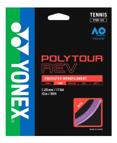 Cuerda Tennis Yonex Rollo Polytour Rev 120 Morado Ptr120-2yx
