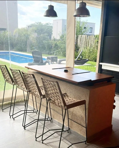 Set De 2 Banquetas Tulum Entrelazada Negro Biege