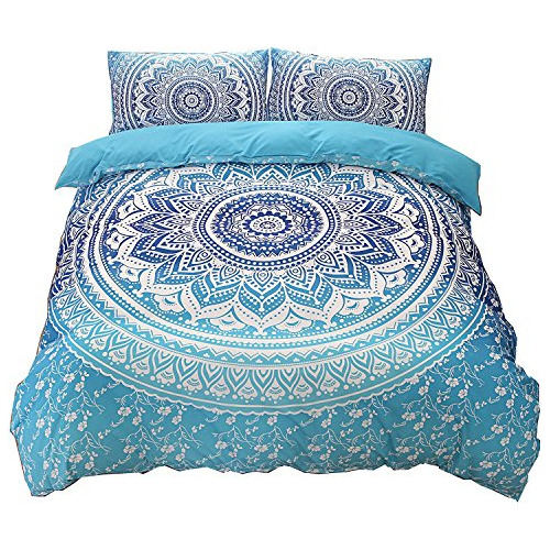 Juego De Funda Nórdica Mandala Azul, Ropa De Cama Bohe...