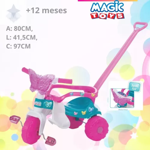 Motoca Triciclo Borboleta Infantil com Luz Tico Tico Brinquedo